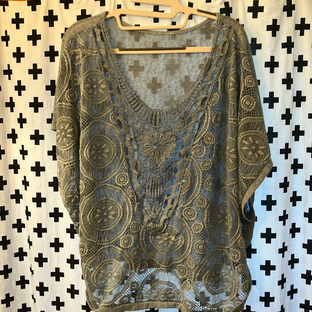 (US M) Blue Lace Women Top